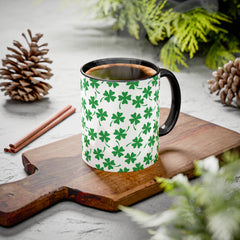 Shamrock Pattern Coffee Mug — St. Patrick’s Day Green Clover Ceramic Mug (11oz & 15oz)