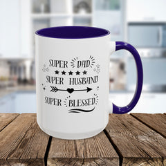 Super Dad Super Husband Super Blessed Coffee Mug — Father's Day Gift (11oz/15oz)