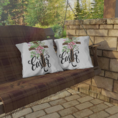 Easter Floral Cross Throw Pillow — Spring Garden Decorative Accent