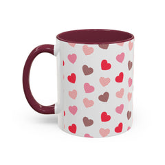 Heart Pattern Coffee Mug — Cute Pink & Red Hearts Ceramic Mug (11oz/15oz)