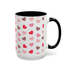 Heart Pattern Coffee Mug — Cute Pink & Red Hearts Ceramic Mug (11oz/15oz)