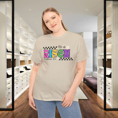 He Is Risen T-Shirt — Colorful Easter Christian Tee (Matthew 28:6)