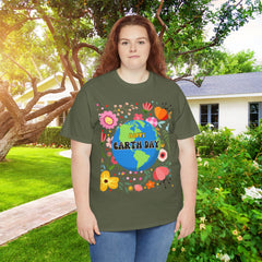 Earth Day Floral Tee — "Happy Earth Day" Graphic T-Shirt