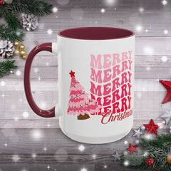 Pink Merry Merry Merry Christmas Mug