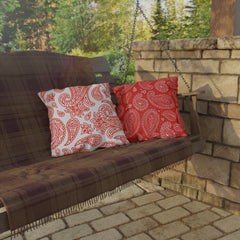 Reversible Red Paisley Outdoor Pillows