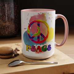 Colorful Peace Mug with Tie-Dye Design, Various Colors & Sizes