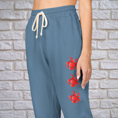 Red Hearts Printed Fleece Sweatpants - Unisex Lounge Pants,