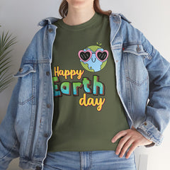 Earth Day T-Shirt — "Happy Earth Day" Cute Earth with Sunglasses Eco Graphic Tee