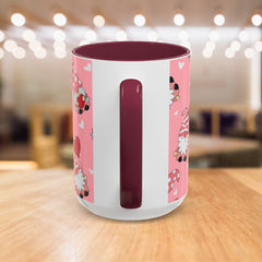 Valentine Gnome Coffee Mug — Pink Heart Pattern 11oz/15oz