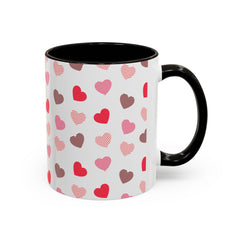 Heart Pattern Coffee Mug — Cute Pink & Red Hearts Ceramic Mug (11oz/15oz)