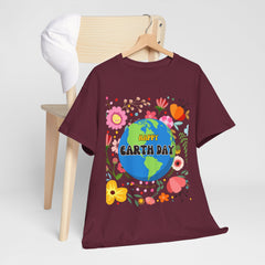 Earth Day Floral Tee — "Happy Earth Day" Graphic T-Shirt