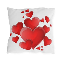 Outdoor Pillow – Red Heart Cluster Decorative Accent for Patio, Valentine’s Day & Romantic Decor