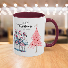 Colorful Holiday Mug, Christmas Flamingo Design