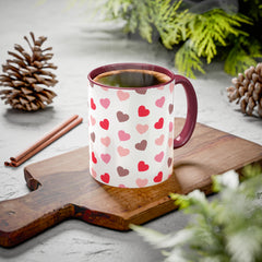 Heart Pattern Coffee Mug — Cute Pink & Red Hearts Ceramic Mug (11oz/15oz)