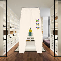Rainbow Butterfly Fleece Sweatpants - Unisex Lounge Pants,