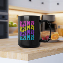 Mama Rainbow Retro 15oz Black Coffee Mug