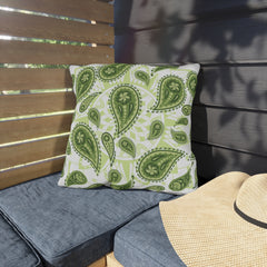 Reversible Pillow Green Paisley Design