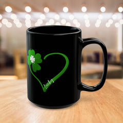 St. Patrick's Day Clover Heart Black Coffee Mug – Lucky Shamrock 11oz/15oz