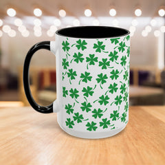 Shamrock Pattern Coffee Mug — St. Patrick’s Day Green Clover Ceramic Mug (11oz & 15oz)