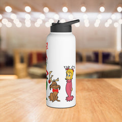 Christmas Themed Stainless Steel Water Bottle, Holiday Gift,