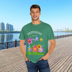 Cheerful Flower Graphic T-Shirt, Happiness Tee,