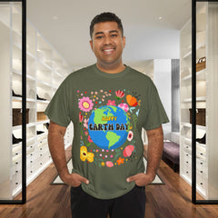 Earth Day Floral Tee — "Happy Earth Day" Graphic T-Shirt