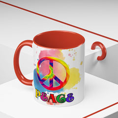Colorful Peace Mug with Tie-Dye Design, Various Colors & Sizes