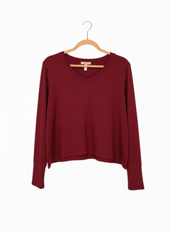 Zenana Cabernet Shark Bite High Low Hem Top