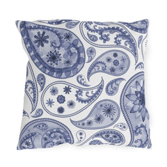 Reversible Blue Floral Paisley Outdoor Pillows