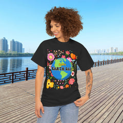 Earth Day Floral Tee — "Happy Earth Day" Graphic T-Shirt