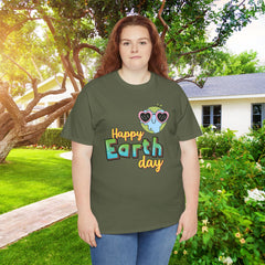Earth Day T-Shirt — "Happy Earth Day" Cute Earth with Sunglasses Eco Graphic Tee