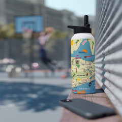 Orange Beach Colorful Coastal Map Water Bottle