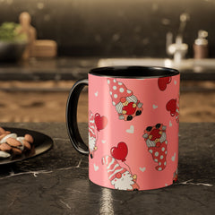 Valentine Gnome Coffee Mug — Pink Heart Pattern 11oz/15oz