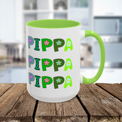 Pippa Floral Name Mug — Personalized Colorful Coffee Cup (11oz & 15oz)