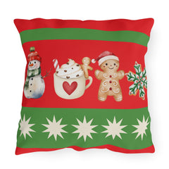 Snowman & Gingerbread Throw Pillow