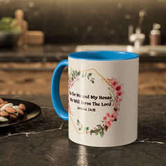 Joshua 24:15 Floral Faith Mug — "As for Me and My House, We Will Serve the Lord" (11oz/15oz)
