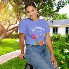 Cheerful Flower Graphic T-Shirt, Happiness Tee,