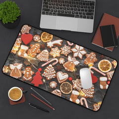 Festive Gingerbread Man Desk Mat Holiday Design,