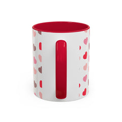 Heart Pattern Coffee Mug — Cute Pink & Red Hearts Ceramic Mug (11oz/15oz)