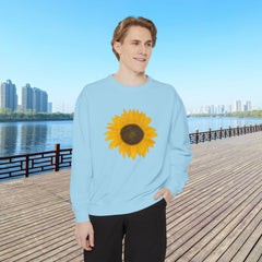 Sunflower Unisex Garment-Dyed Sweatshirt - Cozy Floral Pullover for Spring, Gifts, Stylish Casual Wear, Eco-Friendly Apparel