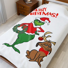 Merry Christmas Velveteen Plush Blanket
