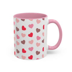Heart Pattern Coffee Mug — Cute Pink & Red Hearts Ceramic Mug (11oz/15oz)
