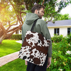 Chic Cow Print Tote Bag, Stylish Reusable Shopping Tote,