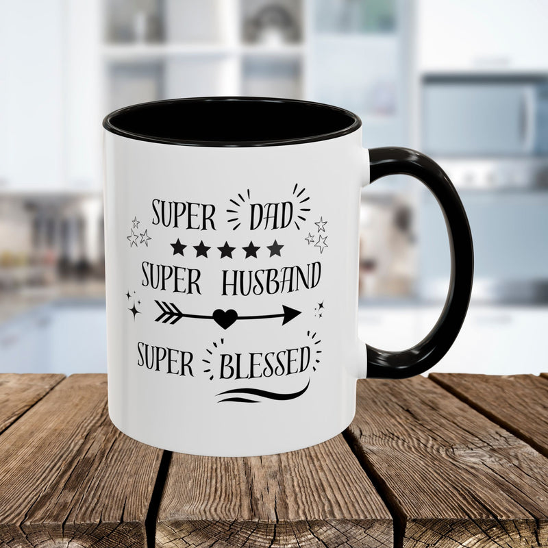 Super Dad Super Husband Super Blessed Coffee Mug — Father's Day Gift (11oz/15oz)