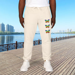 Rainbow Butterfly Fleece Sweatpants - Unisex Lounge Pants,