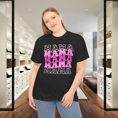 Mama Graphic Tee — Pink Floral Repeat ‘MAMA’ Design