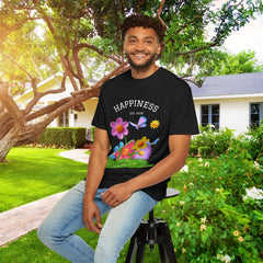 Cheerful Flower Graphic T-Shirt, Happiness Tee,