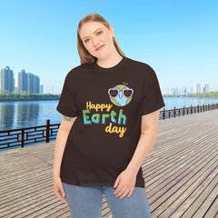 Earth Day T-Shirt — "Happy Earth Day" Cute Earth with Sunglasses Eco Graphic Tee