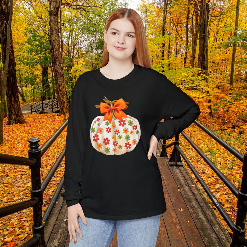 Pumpkin Floral Long Sleeve T-Shirt,