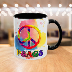 Colorful Peace Mug with Tie-Dye Design, Various Colors & Sizes